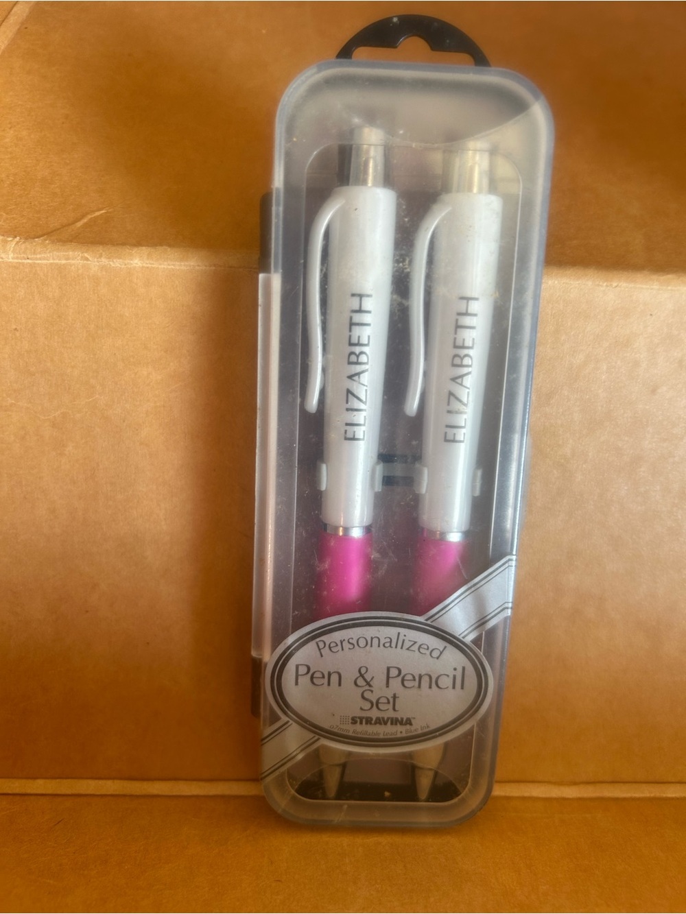 NWT pen and pencil set with the name, Elizabeth. Pretty and pink. It’s mine!